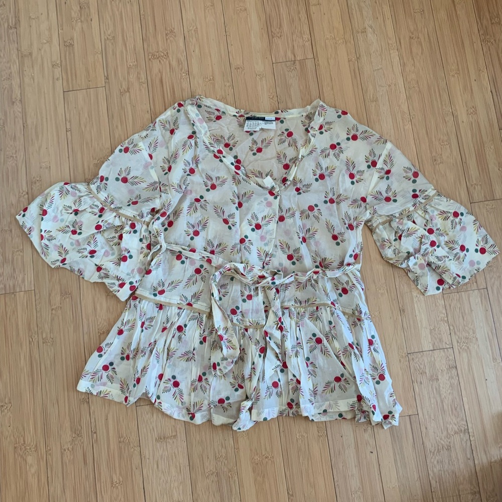 Sportsmax Cream Multi Blouse Silk/Cotton Size 6